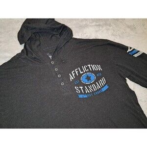 Affliction Standard Dry Goods Pullover  Division Emo Goth Hoodie Shirt Men's XL